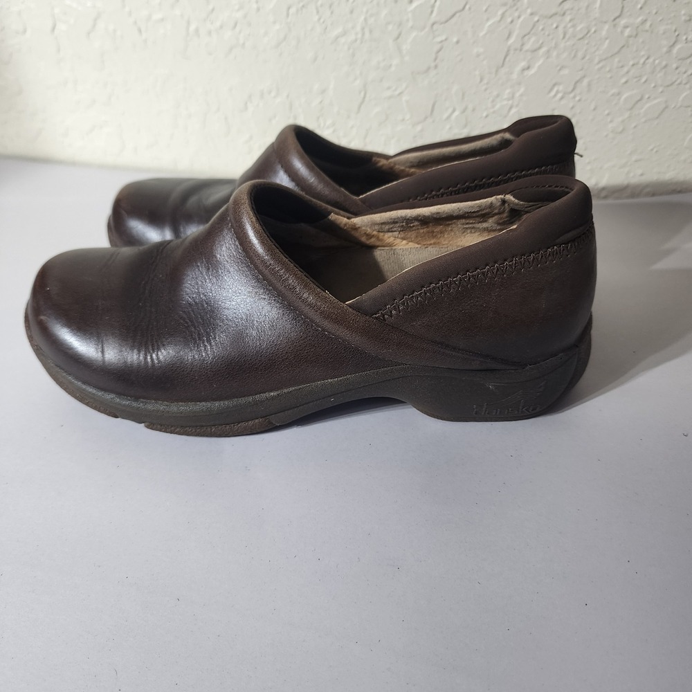 Dansko Brown Leather Slip On Clogs Shoes Womens 39 Slip Resistant Professional‎